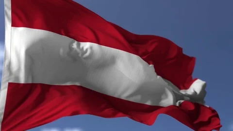 Austria Flag Against Blue Sky Видео 76014934