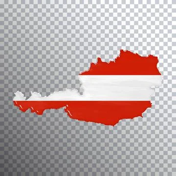 Austria flag and map, transparent background Stock Illustration