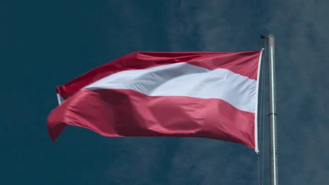 Austria Flag Blue Sky Wind Stock Footage 250377806