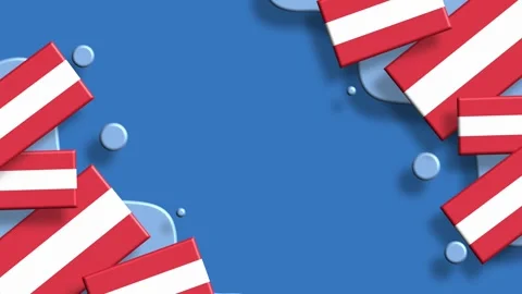 Austria flag border on blue background with circular design elements Video stock 325607683