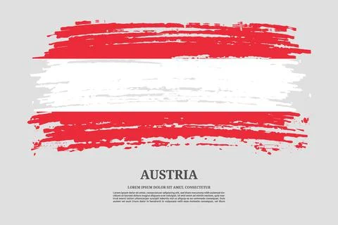 Austria flag with brush stroke effect and information text poster, vector Illustrazione stock