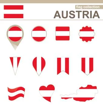 Austria Flag Collection Stock Illustration