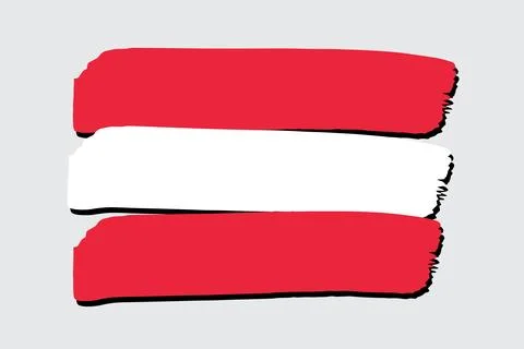 Austria Flag with colored hand drawn lines in Vector Format Stock Illustration