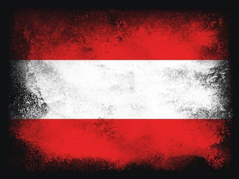 Austria Flag design composition of exploding powder and paint, isolated on a  Illustrazione stock