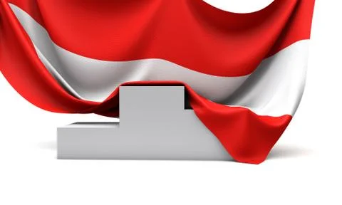 Austria flag draped over a competition winners podium. 3D Render Stock Illustration