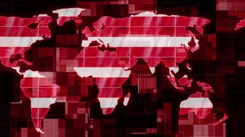 Austria flag earth map glowing technology news background Stock Illustration