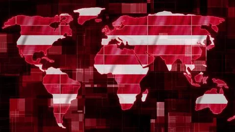 Austria flag earth map glowing technology news background Stock Illustration