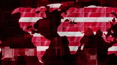 Austria flag earth map glowing technology news background Stock Illustration