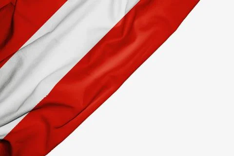 Austria flag of fabric with copyspace for your text on white background. Stock Illustration