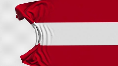 Austria Flag Fabric Wave Transition on Transparent Background Stock Footage 326320429
