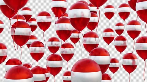 Austria Flag On The Flying Balloons Stock Footage 314650112