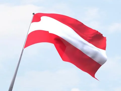 Austria flag flying on clear sky. Stock-Illustration