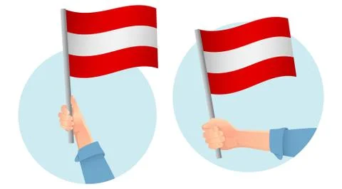 Austria flag in hand icon Stock Illustration