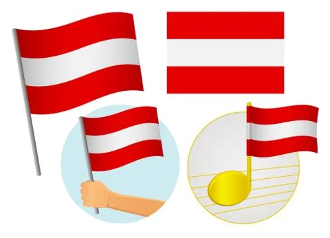 Austria flag icon set Stock Illustration