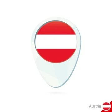 Austria flag location map pin icon on white background. Stock Illustration