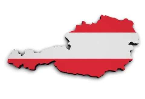 Austria flag map shape Stock Illustration