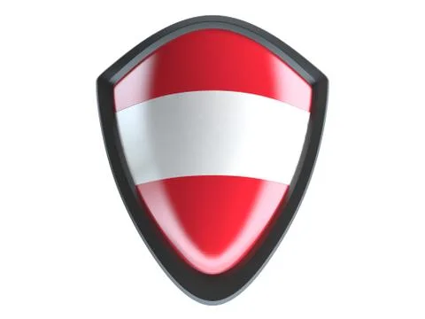 Austria flag on metal shield isolate on white background. 스톡 일러스트
