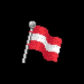 Austria Flag in Pixel Art Stock Illustration