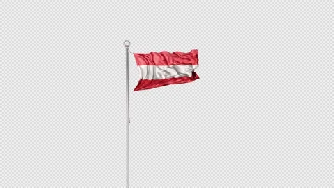 Austria   Flag Pole  Animation Include Alpha 3D Rendering Stock-Footage 283144687