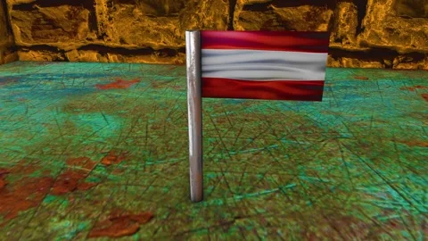 Austria Flag Post - Orbiting Shot Stock Footage 270697351