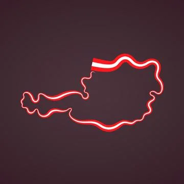 Austria  Flag ribbon map Stock Illustration