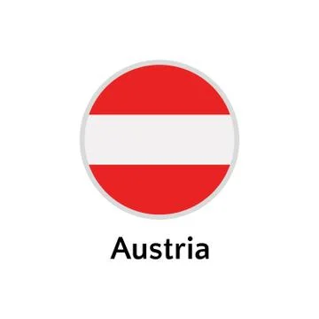 Austria flag round flat icon Stock Illustration