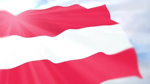 Austria Flag Seamless Loop 4k 60fps on Sky Background Stock Footage 340622870