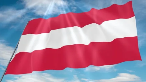 Austria Flag Seamless Loop 4k 60fps on Sky Background Stock Footage 341754633