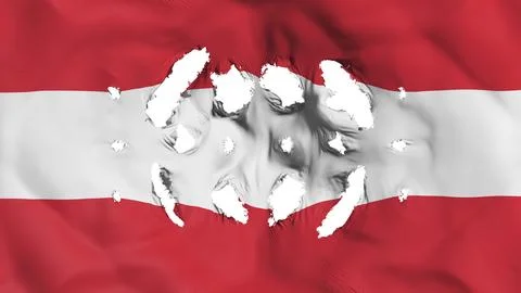 Austria flag with a small holes, white background, 3d rendering Stock Illustration