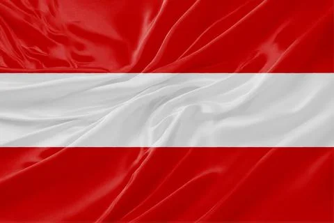 Austria Flag Waving Background with Satin Texture Stock Illustration