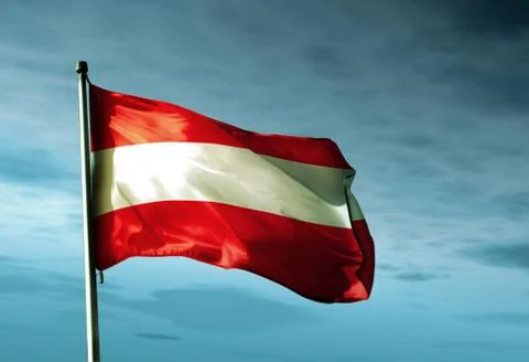 Austria flag waving in the evening Stock Illustration