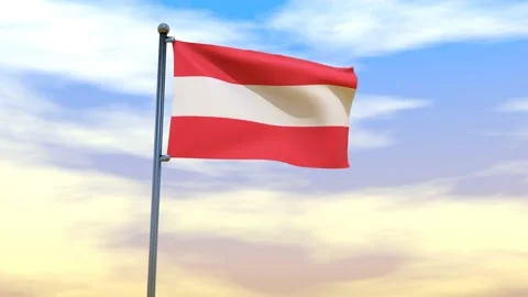 Austria Flag waving in the high wind Stock Footage 153869319