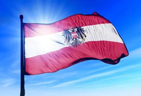 Austria flag waving on the wind Stock Illustration