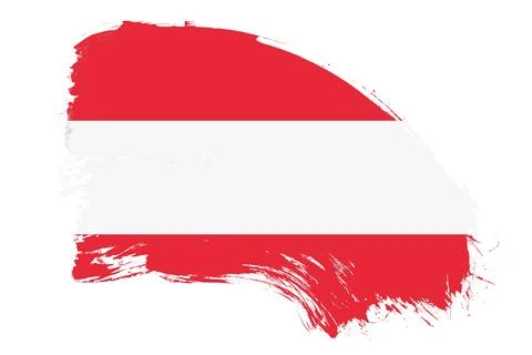 Austria flag on white background with abstract paint brush texture effect Illustrazione stock