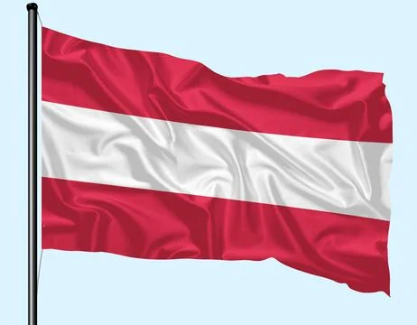 Austria Flag Wind Waving With Pole Stock Illustration