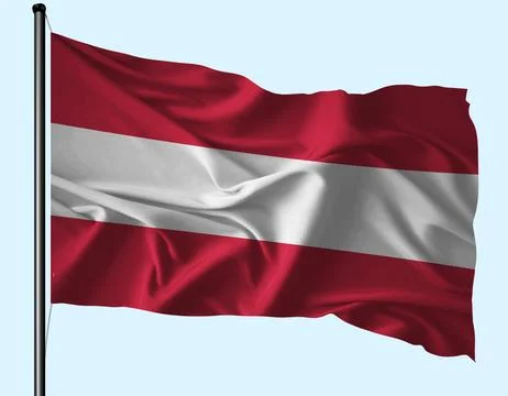 Austria Flag Wind Waving With Pole Stock Illustration