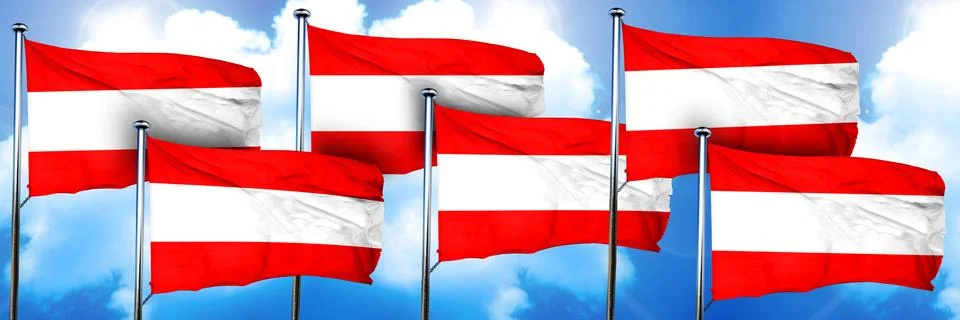 Austria flags, 3D rendering, on a cloud background イラスト素材