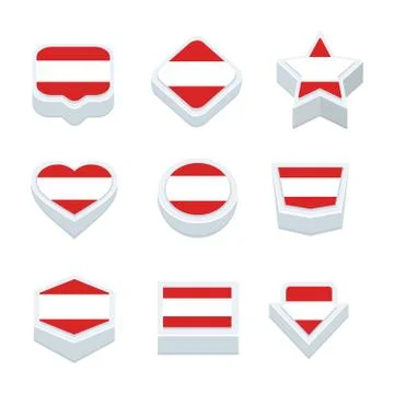 Austria flags icons and button set nine styles Stock Illustration