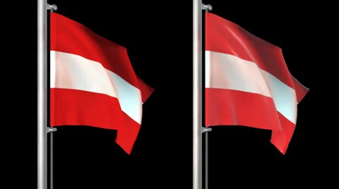 Austria flags loop pack 3 in 1 with alpha screen and loop 7sec Stock Footage 36722260