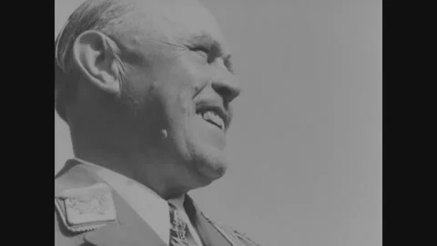 AUSTRIA GERMANY - 1945: Sky close-up - A smiling senior officer's face 库存影片 344006032