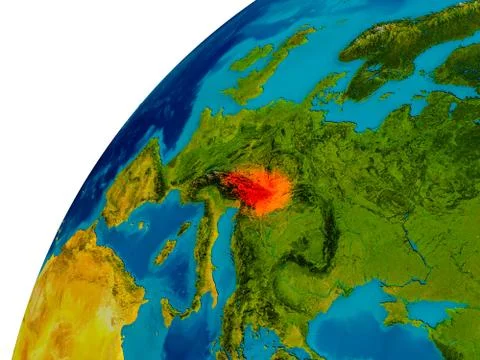 Austria on globe Stock Illustration