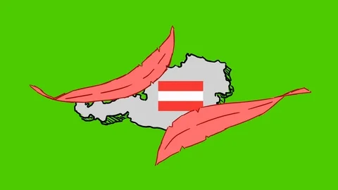 Austria - Hand-Drawn Animation - feather red Stock Footage 97978244
