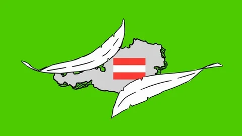 Austria - Hand-Drawn Animation - feather white Stock Footage 97978249