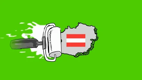 Austria - Hand-Drawn Animation - scroll paint white Stock Footage 97978486