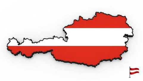 Austria high detailed 3D map Stock Illustration