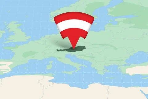 Austria Highlighted on Europe Map with Flag Icon. Illustration