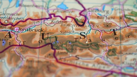 Austria highlighted on a world map 4K Stock Footage 300656386