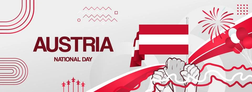 Austria Independence Day Banner. Creative background of Austria national da.. Stock Illustration