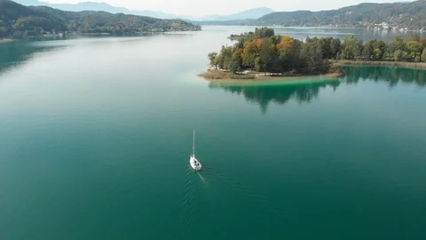 Austria Klagenfurt Worthersee Lake Drone 03 Stock Footage