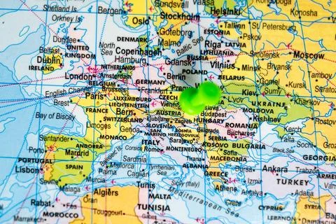 Austria Location on World Map Stock Photos